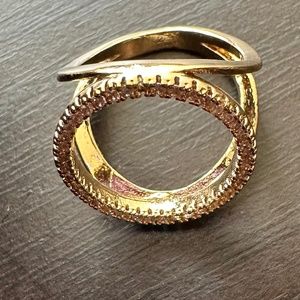 Express Circle Fake Gold Cubic Zirconium Ring (New Without Tags)